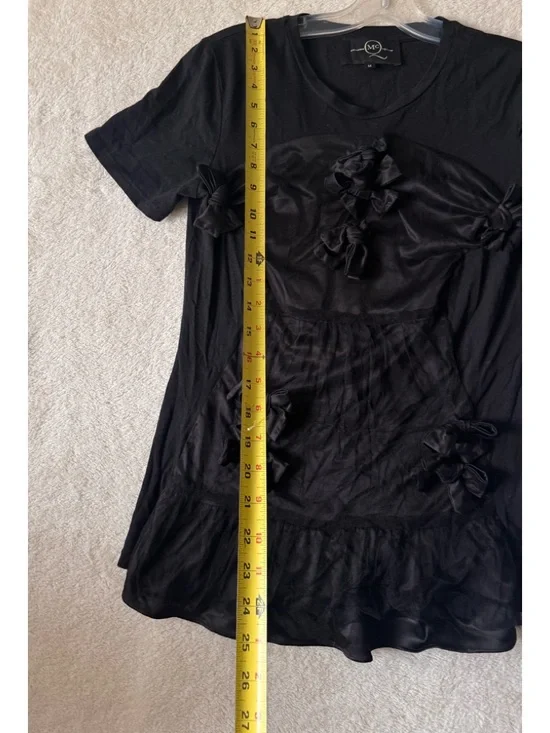 McQ Alexander McQueen Sheer Bow Mesh Overlay Ruffle Mixed Media Goth Shirt Top M - Picture 16 of 16